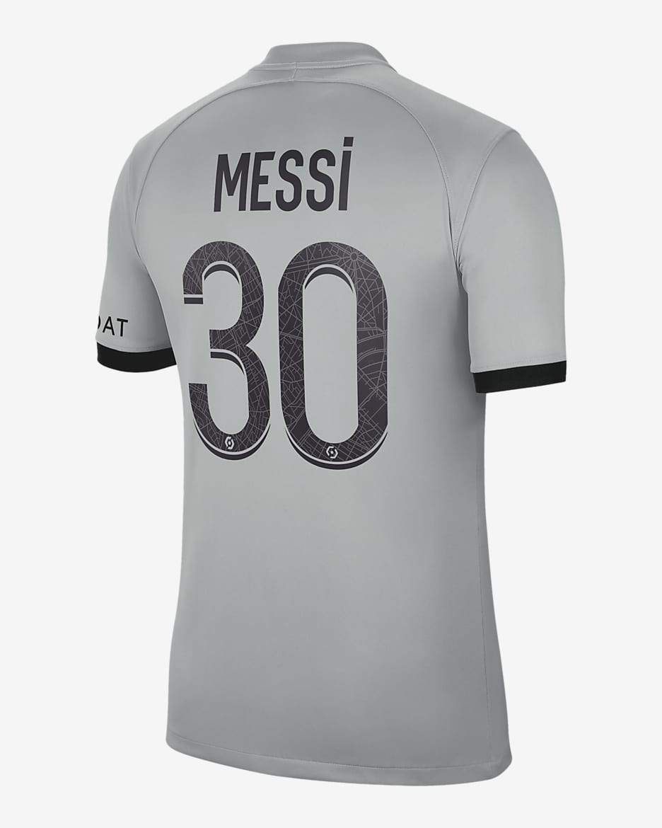 Paris Saint Germain 2022 23 Stadium Away Lionel Messi Big Kids Nike Dri FIT Soccer Jersey. Nike